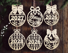 Editable Christmas Ornament SVG Personalized Name Bauble Laser Cut File Custom Xmas Decoration Glowforge Cricut Digital Download |#U647| VectorPort