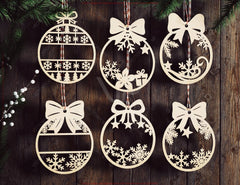 Editable Christmas Ornament SVG Personalized Name Bauble Laser Cut File Custom Xmas Decoration Glowforge Cricut Digital Download |#U647|