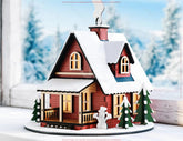 3D Wooden Christmas Cottage Model for Laser Cutting Tabletop Holiday Décor Miniature House with Glowing Windows Digital Download |#U650| VectorPort
