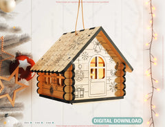 3D Laser Cut Christmas House Ornament | New Year & Christmas Village Hanging House Kit Digital Download |#U652|