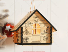 3D Laser Cut Christmas House Ornament | New Year & Christmas Village Hanging House Kit Digital Download |#U652|