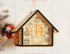 3D Laser Cut Christmas House Ornament | New Year & Christmas Village Hanging House Kit Digital Download |#U652| VectorPort