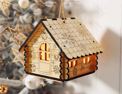 3D Laser Cut Christmas House Ornament | New Year & Christmas Village Hanging House Kit Digital Download |#U652| VectorPort