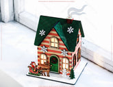 Colorful 3D Wooden Christmas House for Laser Cutting Tabletop Holiday Décor Miniature House with Santa’s Sleigh Digital Download |#U653| VectorPort