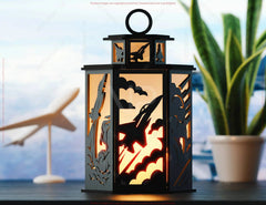 Fighter Jet Flight Lantern SVG - Laser Cut Aviation Lamp Kit | Cockpit & Cloud Panels Candle Holder Lamp Digital Download |#U654| VectorPort