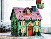 3D Wooden Christmas House Gift Box | Multi-Use Laser Cut File – Money Box, Light Holder, Holiday Décor Digital Download |#U657| VectorPort