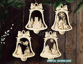 Bell Shape Layered Christmas Ornament SVG | Laser Cut 3D Snowy Scene Holiday Bauble | Digital Download |#U661| VectorPort