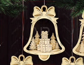 Bell Shape Layered Christmas Ornament SVG | Laser Cut 3D Snowy Scene Holiday Bauble | Digital Download |#U661|