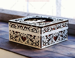 Love Heart Ornamental Laser-Cut Wooden Gift Box – 3D Romantic Keepsake Box Digital Download |#U663|
