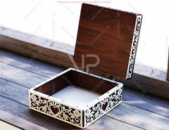Love Heart Ornamental Laser-Cut Wooden Gift Box – 3D Romantic Keepsake Box Digital Download |#U663|