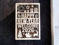 Wooden Christmas Gift Box 2026 | Holiday Box with Happy New Year Lid Digital Download |#U665| VectorPort