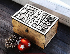 Wooden Christmas Gift Box 2026 | Holiday Box with Happy New Year Lid Digital Download |#U665|