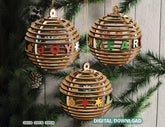 3D Layered Wooden Christmas Ornament Ball | Laser Cut Snowflake Bauble | DIY Holiday Decoration | Digital Download |#U666| VectorPort