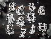 Christmas Alphabet & Numbers Laser Cut Set | 26 Letters | 0-9 Numbers | Hanging Included | Digital Download |#U667|