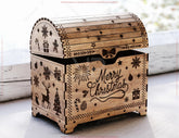 Rustic Christmas Chest | Laser Cut Wooden Gift Box | Engraved Holiday Storage Box Digital Download |#U668| VectorPort