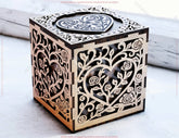 Love & Valentine’s Day Ornamental Cube Box – Laser Cut SVG File | Romantic Heart Filigree | Digital Download |#U672| VectorPort