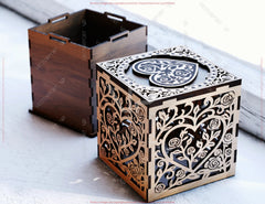 Love & Valentine’s Day Ornamental Cube Box – Laser Cut SVG File | Romantic Heart Filigree | Digital Download |#U672| VectorPort