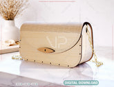 Half-Moon Clutch | Minimalist Laser Cut Wooden Purse | Modern Elegant Bag DIY Digital Download |#U677|