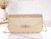 Half-Moon Clutch | Minimalist Laser Cut Wooden Purse | Modern Elegant Bag DIY Digital Download |#U677| VectorPort