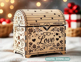 Rustic Valentine Love Chest | Laser Cut Wooden Gift Box | Engraved Romantic Keepsake Box Digital Download |#U679| VectorPort