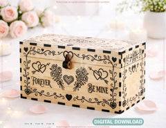 Romantic Valentine Wooden Box – Laser Cut Love Keepsake| Personalized Gift Digital Download |#U681| VectorPort