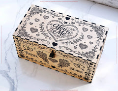 Romantic Valentine Wooden Box – Laser Cut Love Keepsake| Personalized Gift Digital Download |#U681| VectorPort