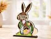 Wooden Easter Bunny Decor SVG | Layered Bunny Shadow Box | Happy Easter Laser Cut Design | Spring Bunny Ornament Digital Download |#U688| VectorPort