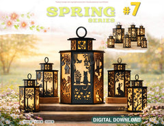 Spring Theme Laser Cut Lantern Bundle | 10 Designs | DIY Wooden Candle Holder Digital Download |#U692| VectorPort
