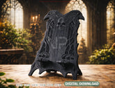 Gothic Phone Stand SVG | Raven Skull Gothic Smartphone Holder | Laser Cut Wooden Desk Stand Digital Download |#U693| VectorPort