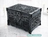Gothic Wooden Chest | Laser Cut Occult Storage Box | Pentagram Design Decorative Box | Gothic Home Décor Digital Download |#U694|