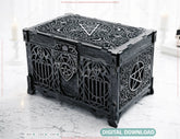 Gothic Wooden Chest | Laser Cut Occult Storage Box | Pentagram Design Decorative Box | Gothic Home Décor Digital Download |#U694| VectorPort