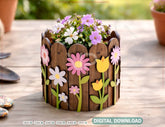 Laser Cut Wooden Flower Pot & Storage Box SVG | Fence Style Planter | Multi-Size Desk Organizer | Digital Download |#U695|