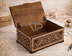 Vintage Style Ornate Wooden Keepsake Box | Laser Cut Gift Box | Engraved Wooden Box Design Digital Download |#U697|