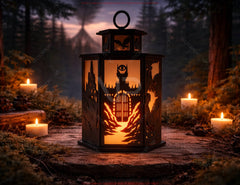Fantasy Lantern SVG | Dragon & Wizard Laser Cut Lantern | Shadow Box Candle Lantern | Gothic Castle Light Box Digital Download |#U698|