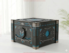 Futuristic Laser Cut Box SVG | Sci-Fi Wooden Storage Box | High-Tech Geometric Keepsake Stash Box Digital Download |#U699|