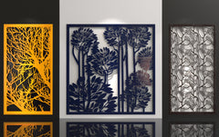 Tree Ornaments for decorative partitions panel screen CNC Laser Cutting File | SVG, DXF, AI |#C007|