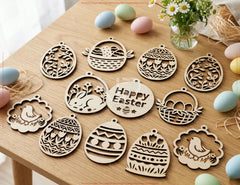 Easter Ornament Bundle | 25 Laser Cut Easter Ornaments SVG | Bunny Egg Chick Basket Wooden Ornament Files Digital Download |#U701| VectorPort