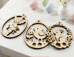 Easter Ornament Bundle | 25 Laser Cut Easter Ornaments SVG | Bunny Egg Chick Basket Wooden Ornament Files Digital Download |#U701| VectorPort
