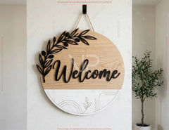 Personalized Welcome Sign SVG | Family Name Door Sign Laser Cut Door Hanger Farmhouse Digital Download |#U705|