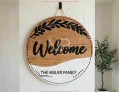 Personalized Welcome Sign SVG | Family Name Door Sign Laser Cut Door Hanger Farmhouse Digital Download |#U705|
