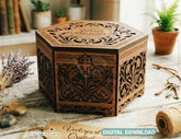 Vintage Hexagon Wooden Box SVG | Laser Cut Keepsake Memory Box Decorative Storage Digital Download |#U706| VectorPort