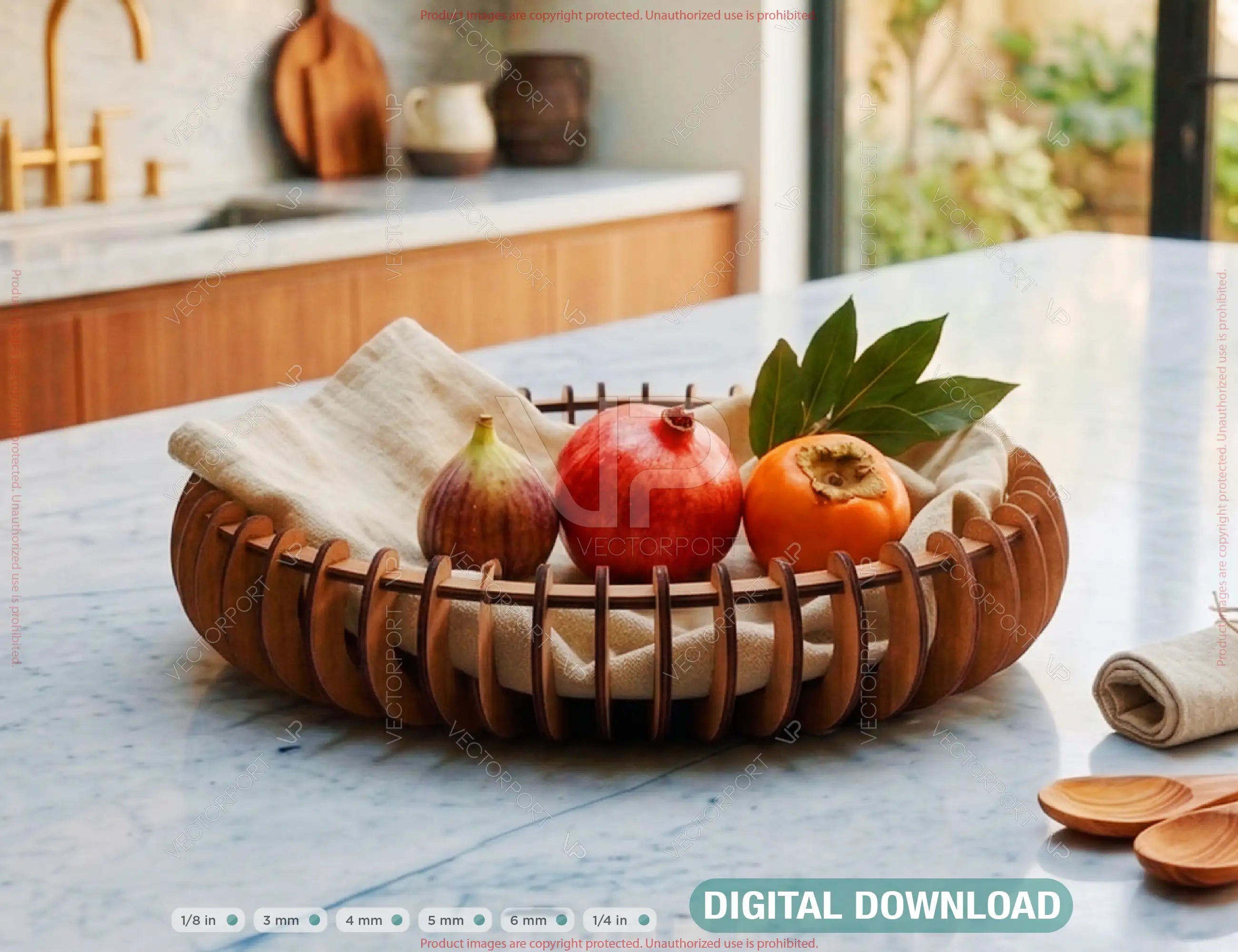 Oval Modern Wooden Fruit Bowl Set – Laser Cut SVG Basket – Minimal Kitchen Décor Fruit Holder Digital Download |#U710| VectorPort