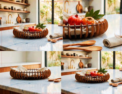 Oval Modern Wooden Fruit Bowl Set – Laser Cut SVG Basket – Minimal Kitchen Décor Fruit Holder Digital Download |#U710|