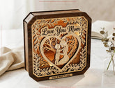 Personalized LED Wooden Shadow Box – Mother & Child Light – Laser Cut Layered Mom Gift Digital Download |#U712| VectorPort