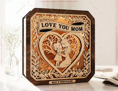 Personalized LED Wooden Shadow Box – Mother & Child Light – Laser Cut Layered Mom Gift Digital Download |#U712| VectorPort