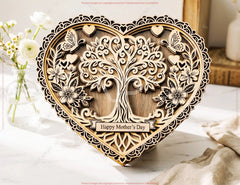Personalized Heart Shaped Box SVG – Layered Laser Cut Gift Box – Floral Tree Keepsake Box Digital Download |#U713|