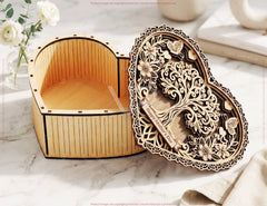 Personalized Heart Shaped Box SVG – Layered Laser Cut Gift Box – Floral Tree Keepsake Box Digital Download |#U713|