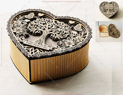 Personalized Heart Shaped Box SVG – Layered Laser Cut Gift Box – Floral Tree Keepsake Box Digital Download |#U713|
