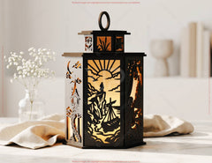 Enchanted Tower Lantern SVG | Fairy Tale Silhouette Candle Holder | Magical Hair Story Light Box | Laser Cut Digital Download |#U715| VectorPort