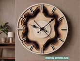 Multilayer Modern Wooden Wall Clock SVG Laser Cut Clock File Abstract Wave Clock Design Digital Download |#U724| VectorPort